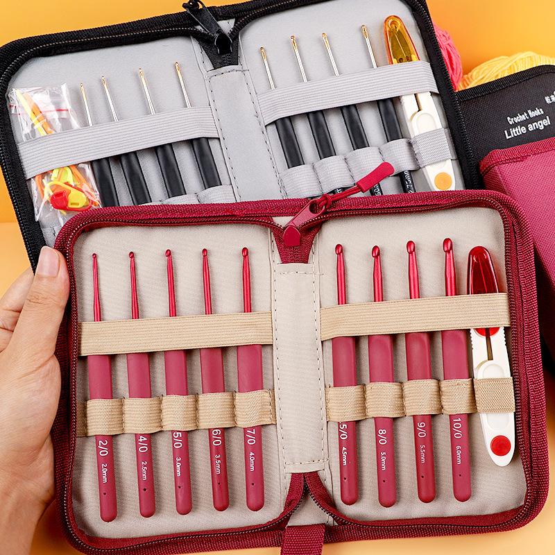 diy红色钩针套装勾针编织工具针