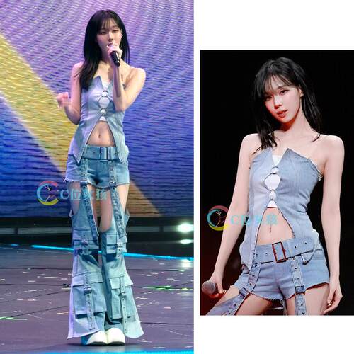 aespa女团winter金玟庭tima同款牛仔打歌服kpop爵士舞台表演出服