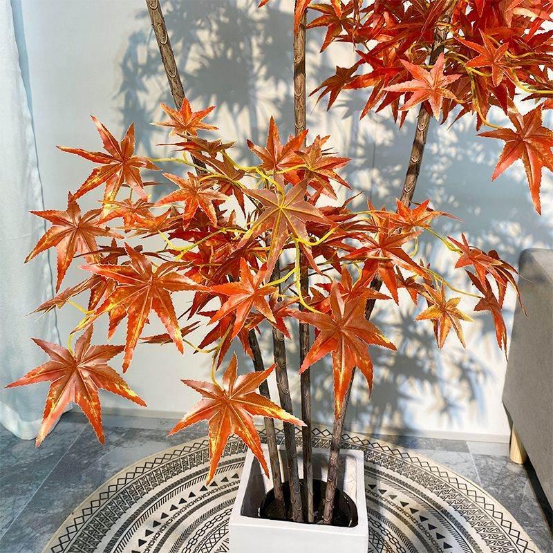 ins仿真红绿植枫树盆栽北欧现代轻奢客厅房间网红室内落地假树