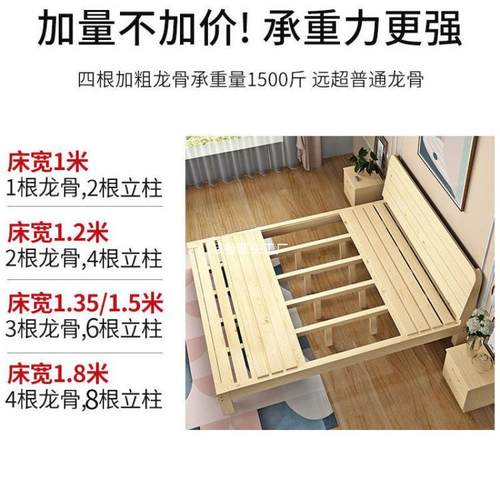 实人木床.8米松木双人床1.51米经济型成现代ACE简约简易1单人床架