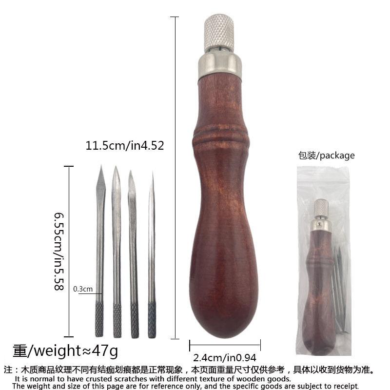 diy四合一菱锥 4合一皮革锥子 菱锥 锥子 手缝锥 多功能手缝锥