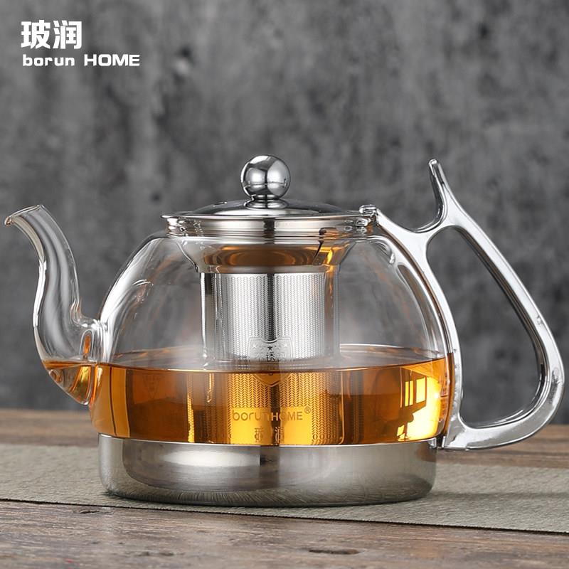 玻润 电磁炉烧水壶耐热玻璃黑晶炉煮茶壶家用茶具过滤泡茶加热壶