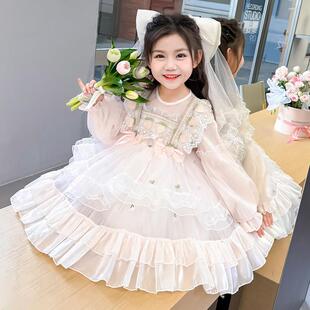 罗莉塔女童公主裙洋派春季儿童春装小女孩蕾丝裙子生日春款洋装
