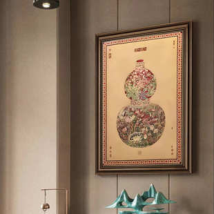 葫芦挂画中古风入户玄关装 餐厅福字 饰画新中式 复古福禄吉祥图美式