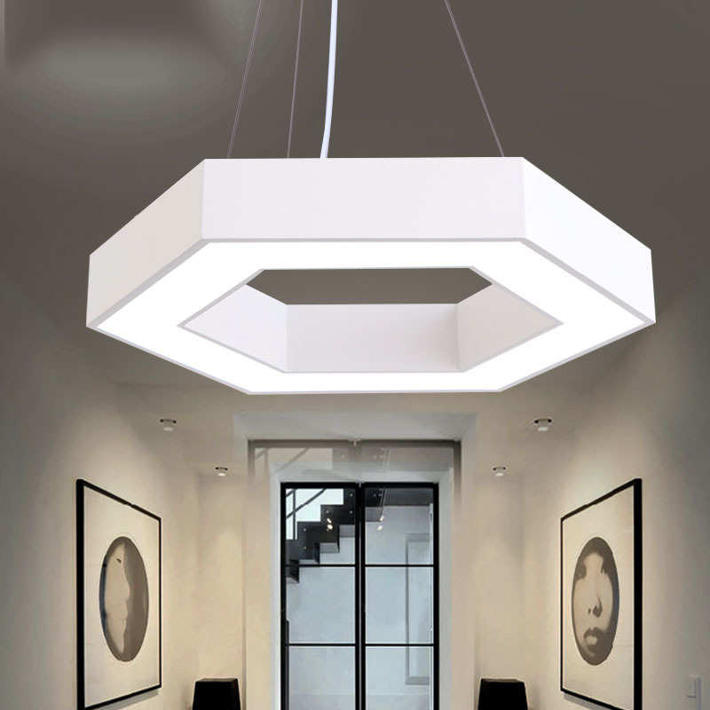 几何吸顶灯led创意彩色六边形蜂窝幼儿园教室六角中空办公室吊灯