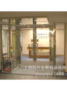上海厂家安装国标不锈钢玻璃防火门大厅镀玫瑰金不锈钢玻璃防火门
