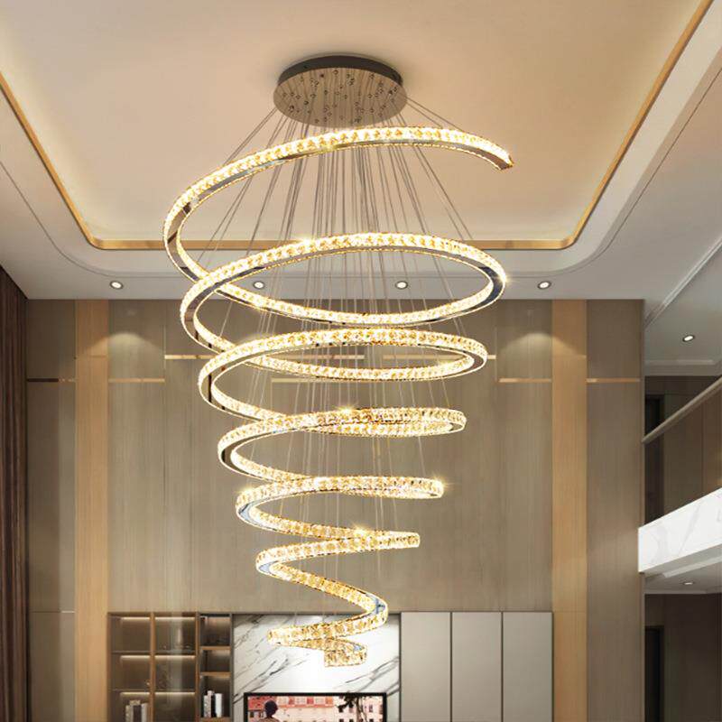 别墅大吊灯客厅挑o高跃层水晶灯lft复式吊楼中空转ASD-0550旋楼梯