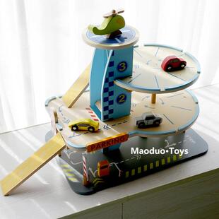 儿童停车场玩具百变仿真模拟过家家车库城市立交男孩生日礼物木BB