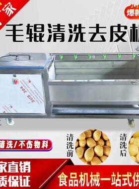 大型毛辊清洗机手剥笋春笋鲜毛笋洗姜机毛刷清洗机