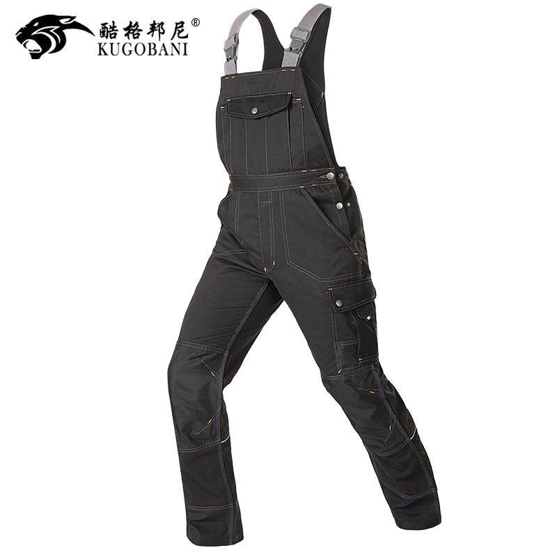 正品工装背裤男工服耐磨连体机修劳保服反宽松直带筒吊带光作条的