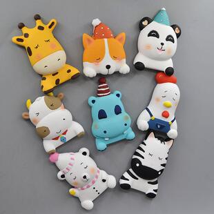 北欧ins创意个性3d立体冰箱贴磁贴网红动物园熊猫长颈鹿贴纸装饰