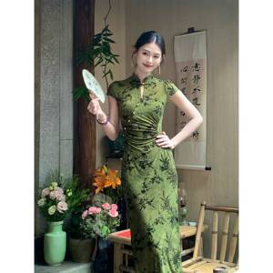 凌茜恣禾【荇沫】新中式绣花立领改良旗袍女春夏镂空收腰洋装