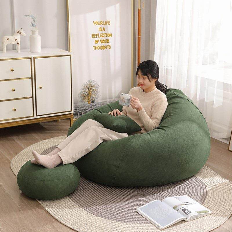 麂皮绒懒人沙发可躺可睡epp颗粒填充豆袋榻榻米卧室阳台休闲躺g&