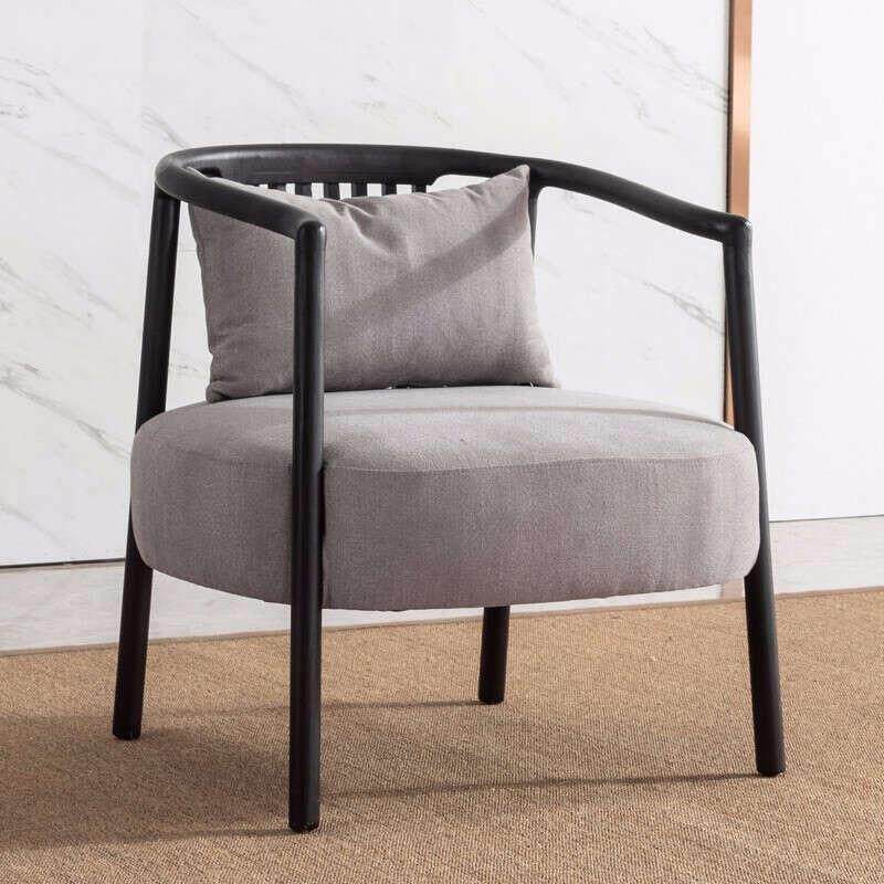 新中式椅子官帽椅实木圈椅扶手靠背椅洽谈椅单人沙发休闲椅接待椅