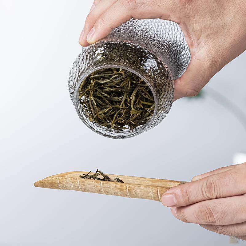 玻璃茶叶罐家用储物罐透明创意花瓣装子竹盖普洱茶密封茶罐复古