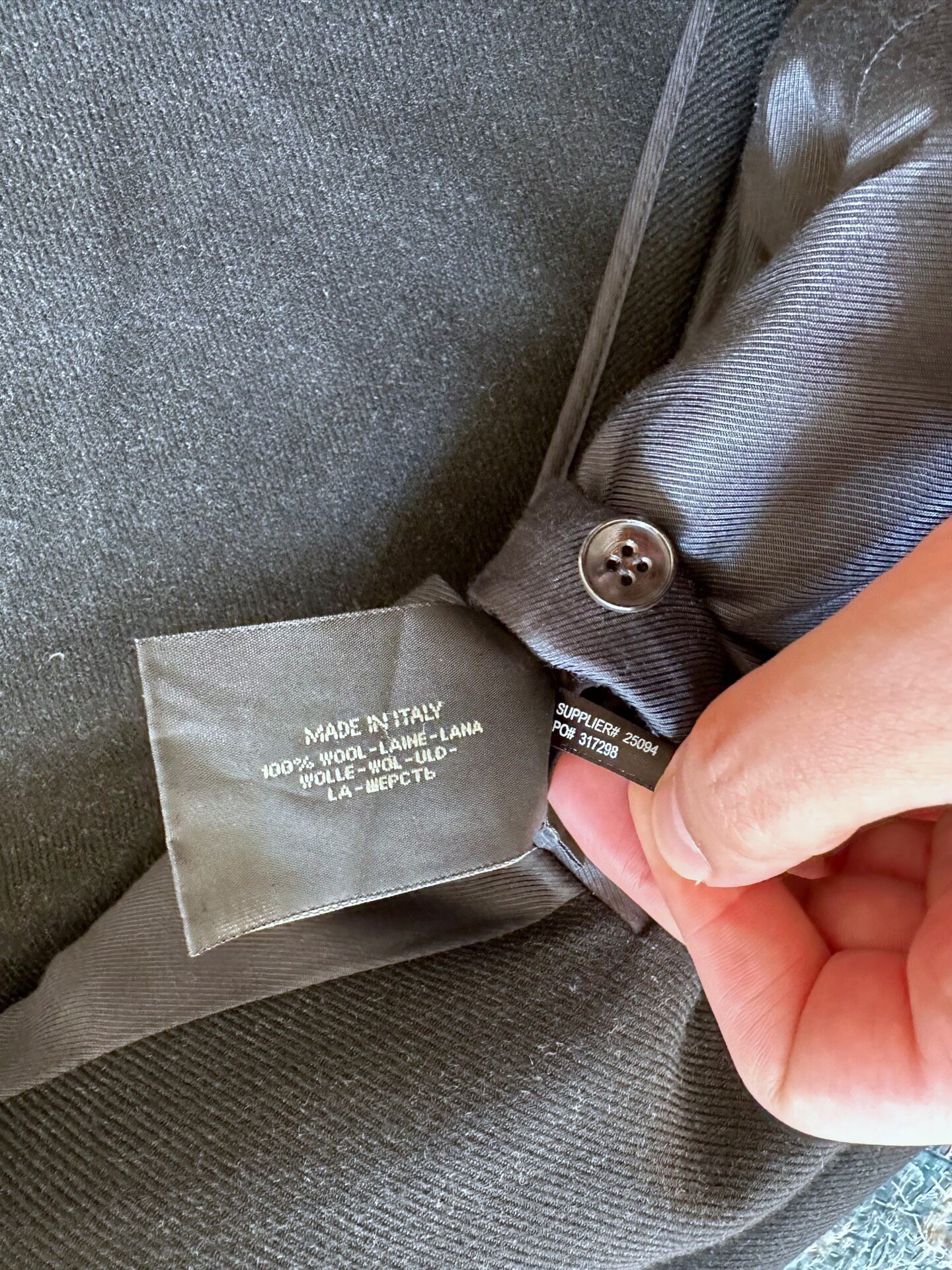 RRL Black Wool Peak Lapel Single Button Suit — back