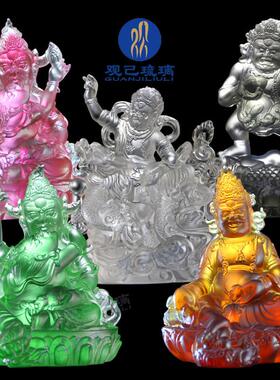 琉璃五路财神佛像摆件黄财神红财神白财神绿财神黑财神密宗佛像