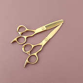 金色 刘海剪刀 剪刀厂 平剪 外贸 牙剪 6寸发型师美发剪刀批发