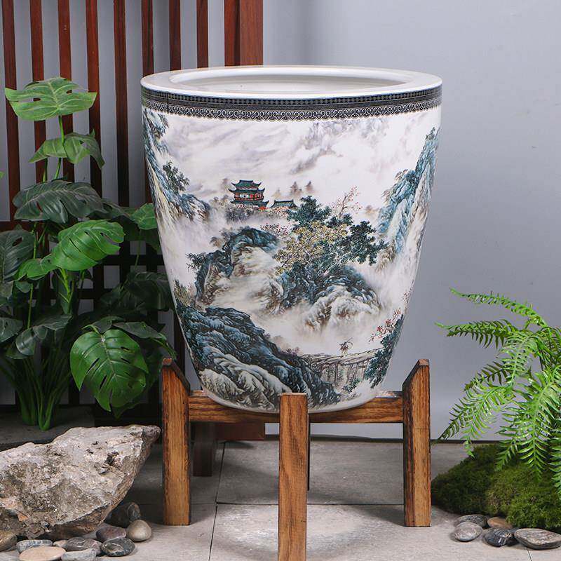 景德镇陶瓷青花瓷大花盆睡莲碗莲盆养荷花花盆水缸庭院种铁树花缸