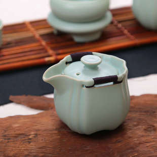 陶立方汝窑茶壶陶瓷茶壶汝瓷双耳壶手抓壶大号盖碗泡茶碗防烫茶壶