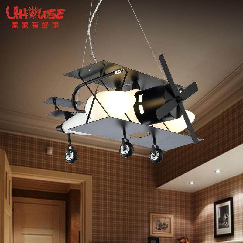 美式复古工业风卡通吊灯创意个性餐厅服装店装饰儿童房卧室飞机灯