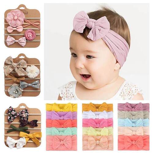 3/5 Pcs Baby Girl Headband Bows Elastic Headbands Hair Band