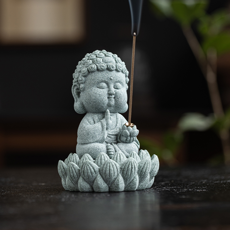 青砂石如来小佛摆件创意鱼缸微景观造景家用茶宠线香插桌面装饰品
