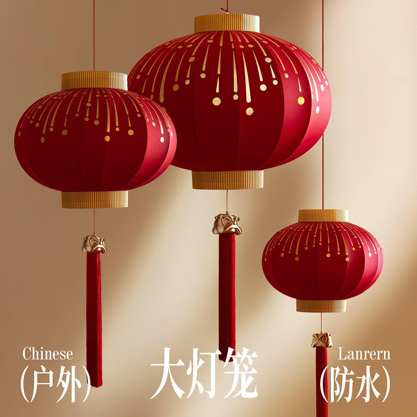 2026新款大红灯笼挂饰新年装饰过年春节户外大门口阳台一对吊宫灯