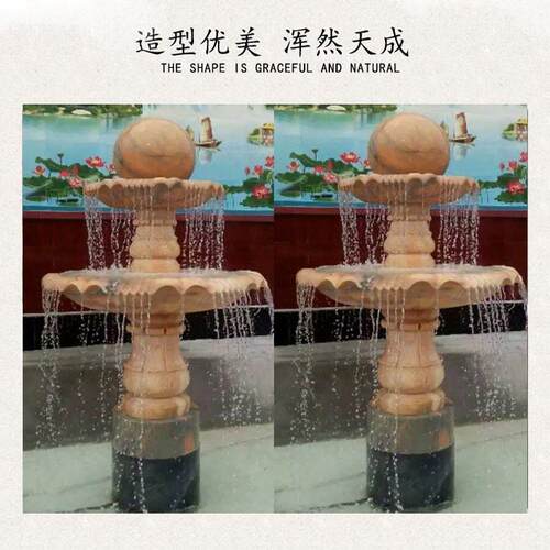大号石雕滚水球定制大理石莲花喷泉雕塑价格花岗岩欧式喷泉水钵图