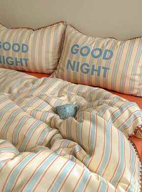 A类母婴级全层棉双套纱毛巾绣贝壳边四件舍新款学生HL原创宿纯棉