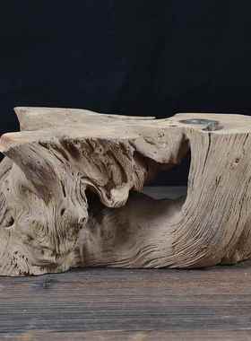 风化木根雕木头实木枯木树根家居饰品陶瓷工艺品盆栽底座禅意摆件