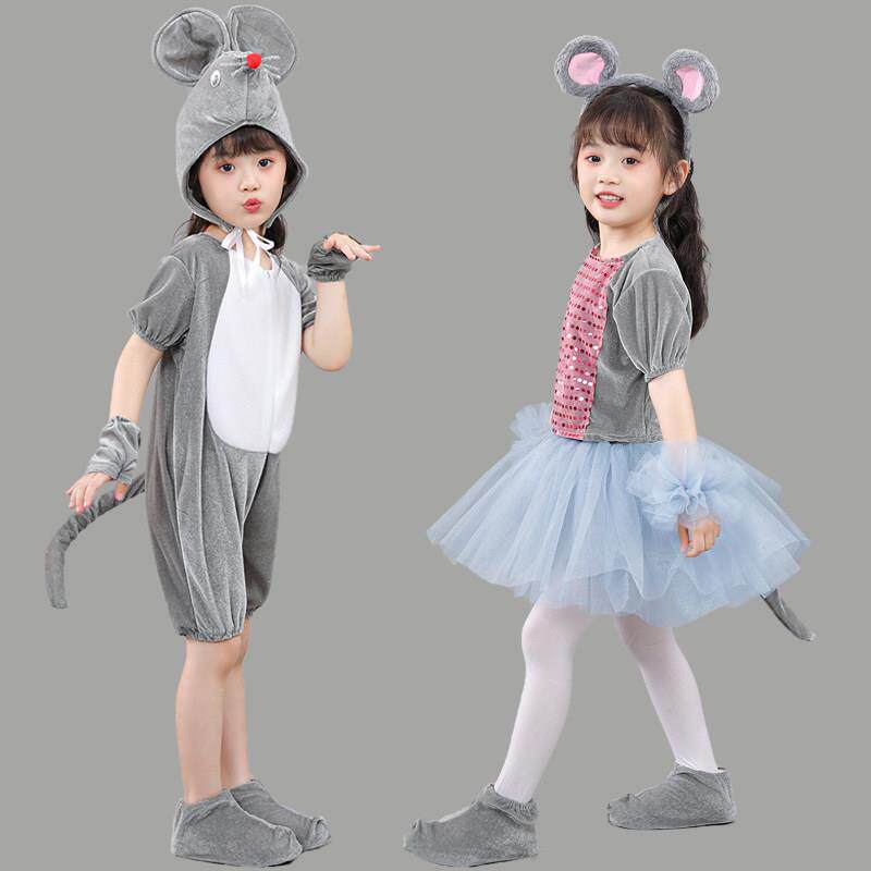 旦儿童动物表演服猫和老鼠舞蹈演出服小猫老鼠吃辣椒卡通舞台