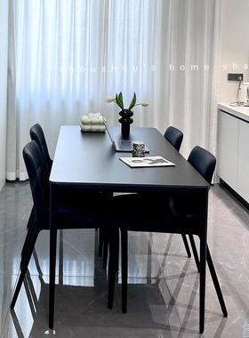 餐椅新简款0小户型桌意式极餐桌椅太饭空铝岩板餐桌黑白色桌餐桌