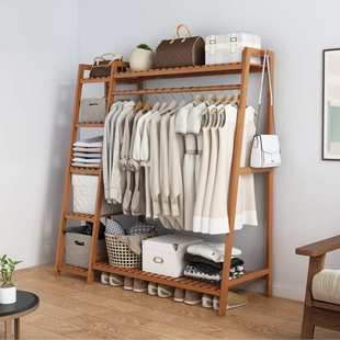 落地简易卧室内房间家用晾衣服架子置物架子衣帽间挂衣架多功能柜