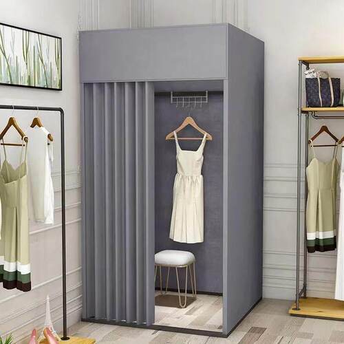 服装店商场移动试衣间门帘更衣室展示架可携式落地布帘简易换衣间