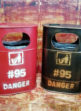 铁艺垃圾桶美式复古工业风大号收纳油漆垃圾桶咖啡酒吧网咖厅摆饰