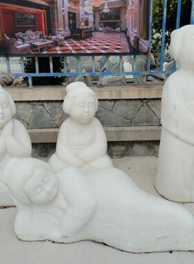 石雕宫女石像汉白玉唐仕女宫摆件古街文旅石头古代人物像装饰品