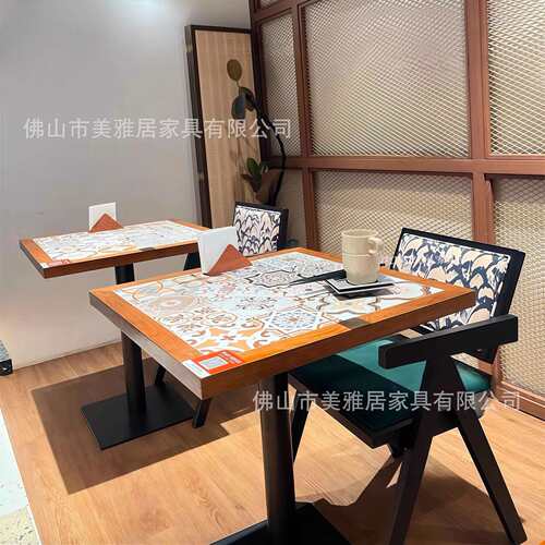 复古实木餐椅中古风主题餐厅昌迪尔椅子咖啡厅茶室休闲简约餐桌椅