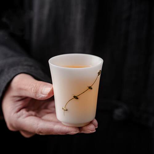 玩物尚置冰种玉瓷锔钉茶杯2024新款高档主人杯品茗杯个人专用送礼