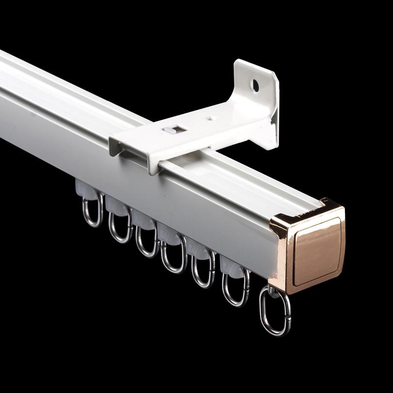 加厚窗帘轨道滑轮静音侧顶装滑道单双轨配件支架导轨直轨罗马杆子