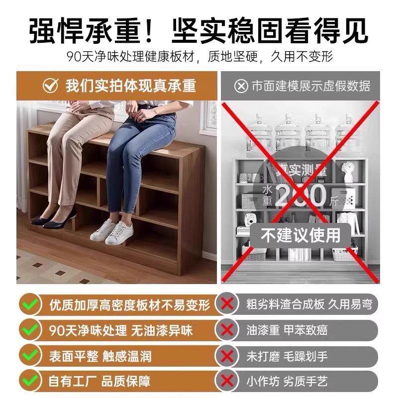 格子书架柜落地物架室一体靠墙复古收纳架子长条柜卧UYT储物柜书