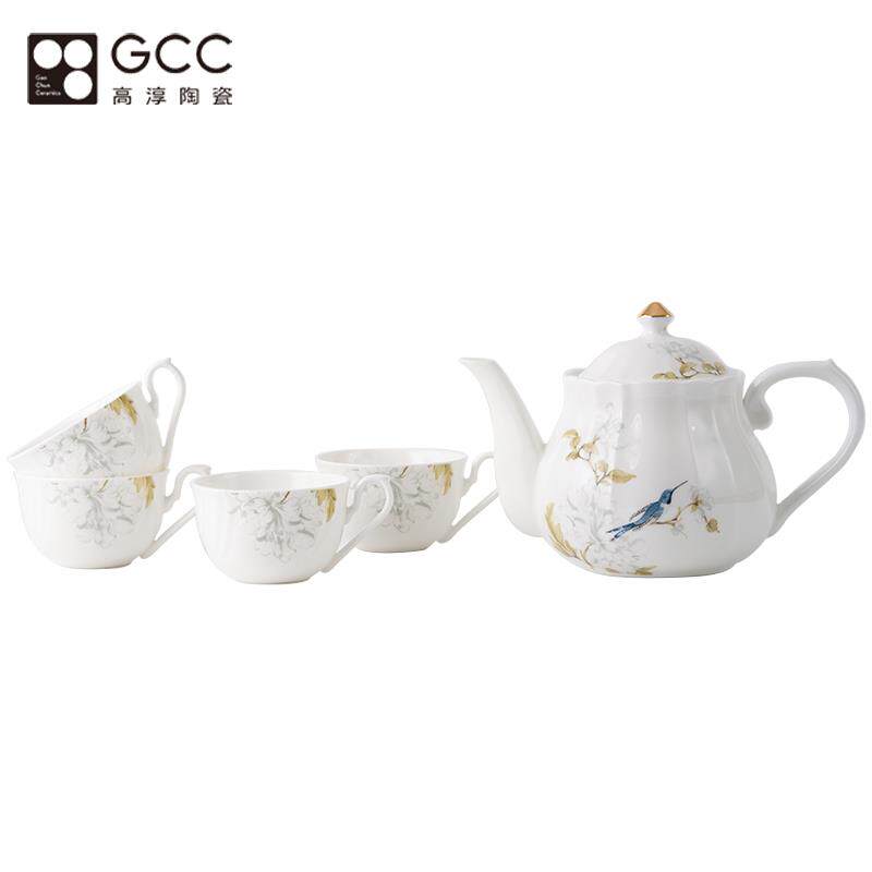 正品高淳陶瓷鹊登高枝家用式中骨茶具套轻组奢瓷高端下午茶整套茶