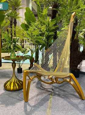 竖琴椅北欧铝合金设计师款创意躺椅民宿网红单人休闲艺术帆船椅