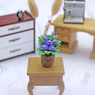 微缩世界场景模型娃娃屋配件迷你蓝玫瑰绿植盆栽K109 52DOLLHOUSE