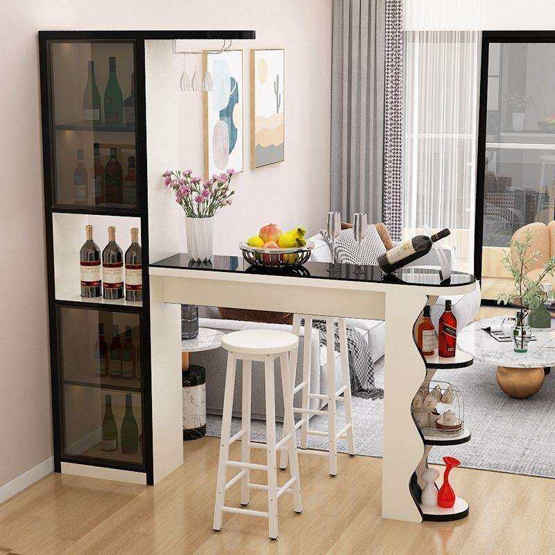 轻奢岩板吧台桌家用酒柜客厅隔断一体玄关家用伸缩转角餐边柜岛台
