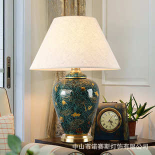 酒店别墅大号陶瓷台灯客厅书房前台样板间装 简约复古创意 饰灯中式