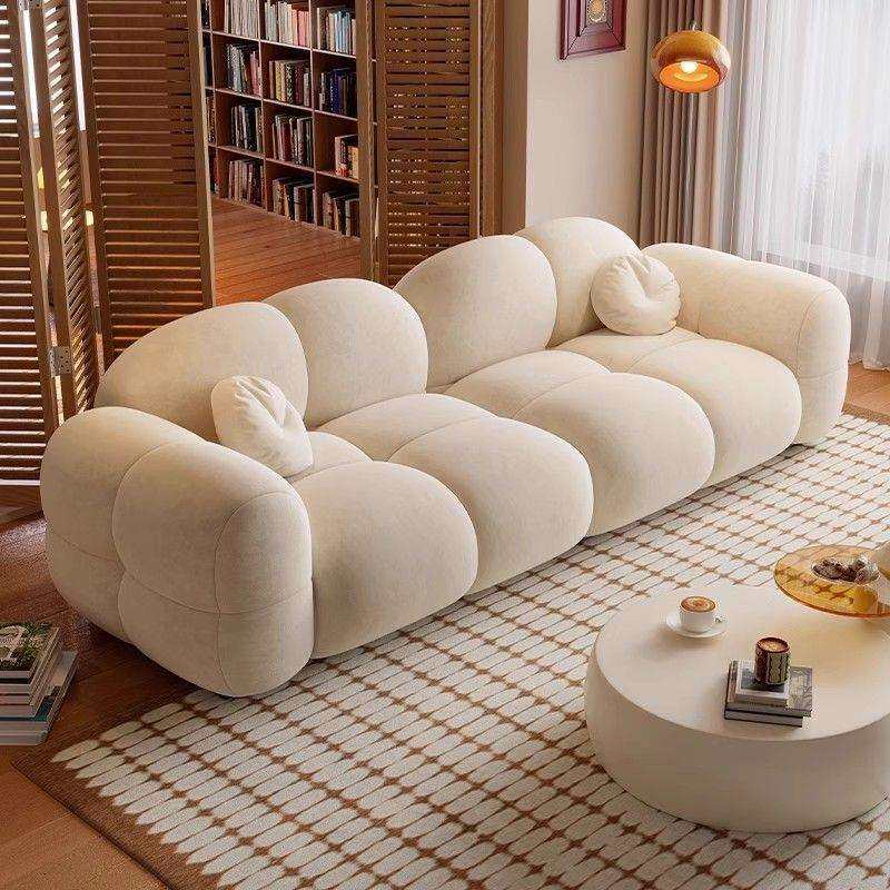 奶油风果冻沙发现代简约客厅直排大小户型公寓高级绒泡芙布艺沙发