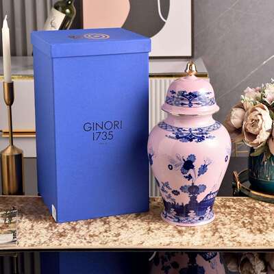基诺里1735东方韵味艺术瓷器将军罐花盆大号储物罐中式装饰花瓶