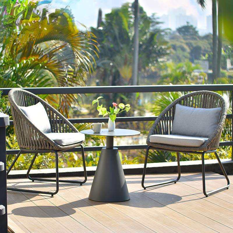 户外家具室外藤编花园别墅休闲组合现代简约铁艺商用家用舒适桌椅