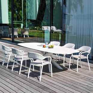 户外桌椅组合藤YR D2145椅板院花园不锈钢露椅天岩室外阳台绳编餐